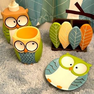 🔥Hot Pick! NWT New Wodlo Kid's Owl Bathroom Set (4) pieces